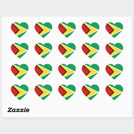 Guyana Flag Heart Sticker (Blatt)