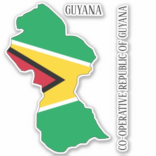 Guyana Flag Karte Aufkleber (Vorderseite)