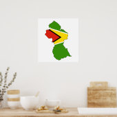 Guyana Flag Karte in voller Größe Poster (Küche)
