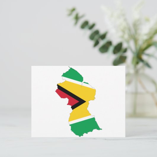 Guyana Flag Map GY Postkarte (Stehend Vorderseite)