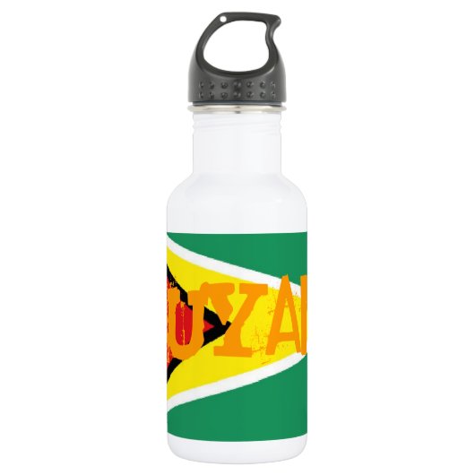 Guyana-Flagge Edelstahlflasche (Vorderseite)