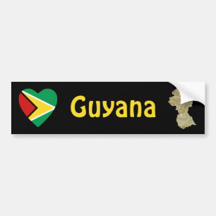 Guyana-Flagge Herz + Karte Stoßstangenaufkleber Autoaufkleber