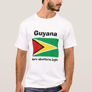 Guyana-Flagge + Karte + Text-T - Shirt