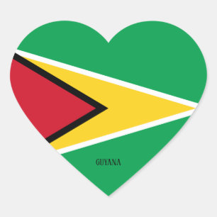 Guyana-Flagge Patriotisch Herz-Aufkleber