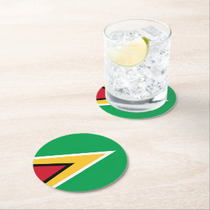 Guyana-Flagge Runder Pappuntersetzer