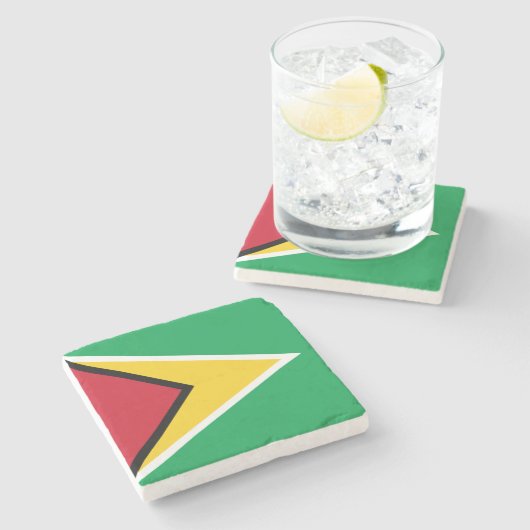 Guyana-Flagge Steinuntersetzer (Seitenansicht)
