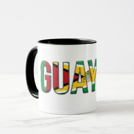 Guyana-Flagge Text | Karibischer Stolz Design Tasse (Vorderseite Links)