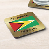 Guyana-Flagge+Text-Untersetzer Getränkeuntersetzer (Linke Seite)