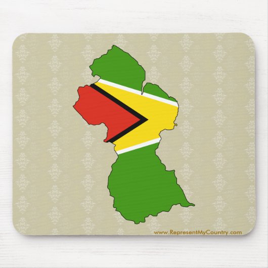 Guyana-Flaggen-Karte Größengleich Mousepad (Vorne)