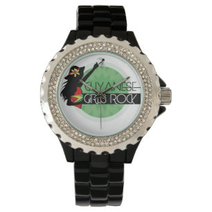 Guyana Girl Black Kristall eWatch Armbanduhr