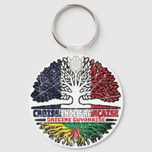 Guyana Guyana Französisch-Tree-Roots-Flag Schlüsselanhänger