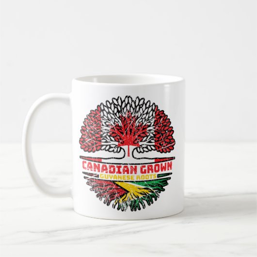 Guyana Guyana Kanadische Tree-Roots-Flagge Kaffeetasse (Links)
