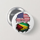 Guyana Guyanese American USA Tree Roots Flag Button (Vorne & Hinten)