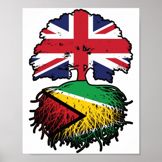 Guyana Guyanese Britische Tree Roots Flag Poster (Vorne)