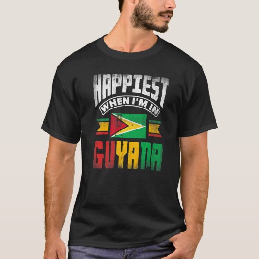 Guyana Guyanese Guyana Flag Happiest When Im In Gu T-Shirt (Vorderseite)