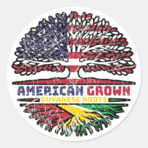 Guyana Guyanese US American USA United States Tree Runder Aufkleber