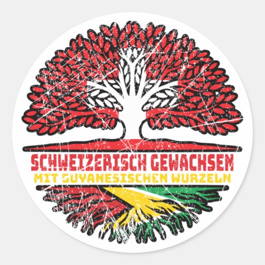Guyana Guyanisch Schweizer Schweiz Baum Wurzel Runder Aufkleber (Vorderseite)