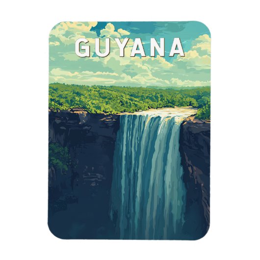 Guyana Illustration Travel Art Vintag Magnet (Vertikal)