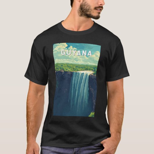 Guyana Illustration Travel Art Vintag T-Shirt (Vorderseite)