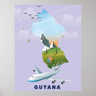 Guyana illustriertes Kartenposter Poster