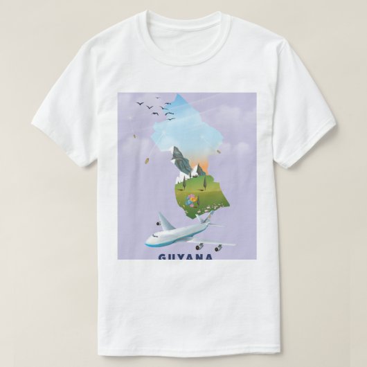 Guyana illustriertes Kartenposter T-Shirt (Design vorne)
