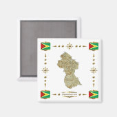 Guyana Karte + Flaggen Magnet (Vorderseite/Rückseite)
