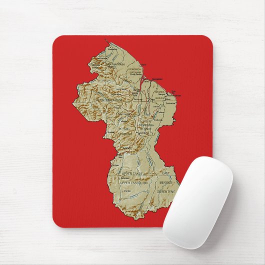 Guyana-Karte Mousepad (Mit Mouse)