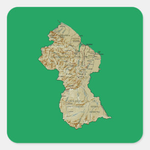 Guyana-Kartenaufkleber Quadratischer Aufkleber