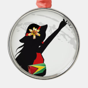 Guyana-Mädchen-Weihnachtsverzierung Silbernes Ornament