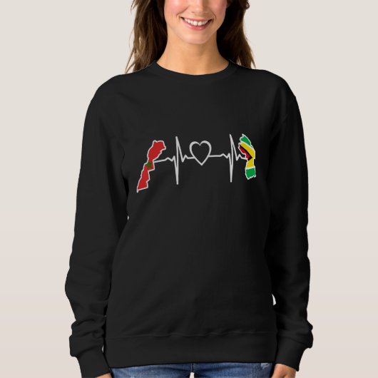 Guyana Morocco Flag Guyanese Moroccan Heartbeat Sweatshirt (Vorderseite)