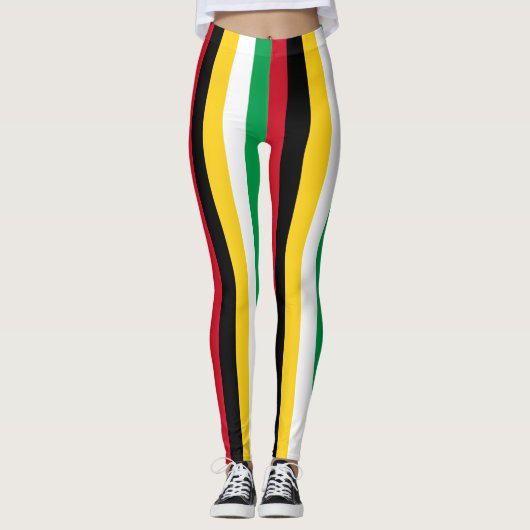 Guyana National Flag Colors Vertikal gestreift Leggings (Vorderseite)