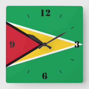 Guyana National Flag Patriotic Quadratische Wanduhr