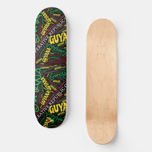 Guyana National Pride Wordcloud Skateboard (Vorderseite)