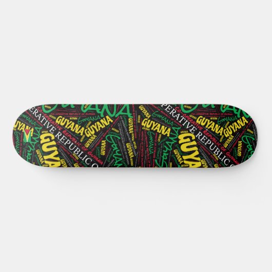 Guyana National Pride Wordcloud Skateboard (Horizontal)