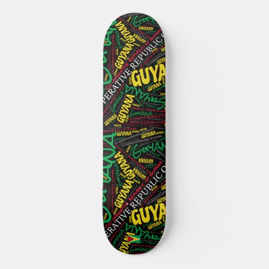 Guyana National Pride Wordcloud Skateboard (Vorderseite)