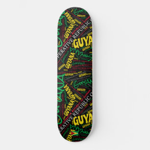 Guyana Nationalstolz Wortwolke Skateboard