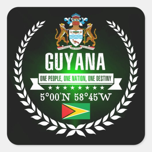 Guyana Quadratischer Aufkleber (Vorderseite)