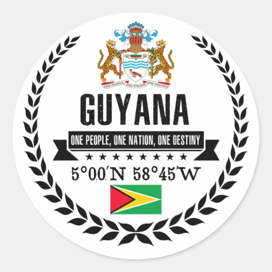 Guyana Runder Aufkleber (Vorderseite)