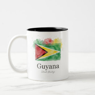 Guyana-Wasserfarbenflagge   Karibisches Erbe Zweifarbige Tasse