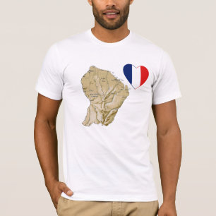 Guyane Flag Herz und Karte T - Shirt