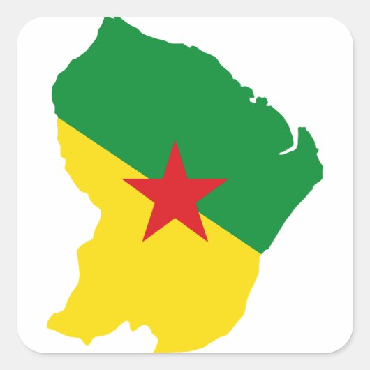 Guyane Flag Map GF Quadratischer Aufkleber (Vorderseite)