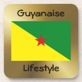 Guyane Flag+Text-Untersetzer Untersetzer (Vorderseite)