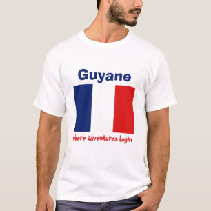 Guyane Flagge + Karte + Text T-Shirt