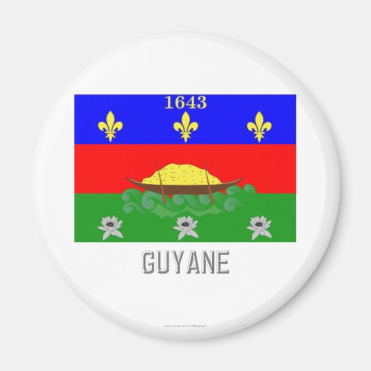 Guyane-Flagge mit Namen Magnet (Vorne)