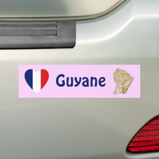Guyane Flaggen-Herz + Karten-Autoaufkleber Autoaufkleber (Auf Auto)