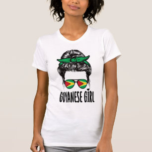 Guyanese Girl Messy Hair Guyana Pride Patriotic T-Shirt
