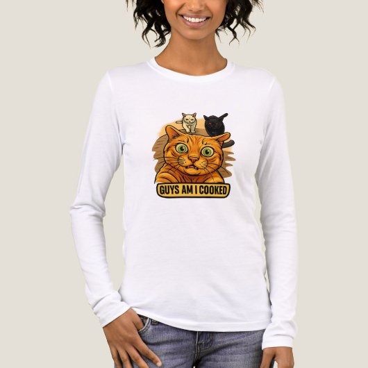 Guys Am I Cooked? Funny Cat Meme Panic Reaction Tri-Blend Shirt (Vorderseite)
