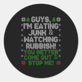 Guys, I'm Eating Junk And Watching Rubbish! Runder Aufkleber (Vorderseite)