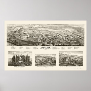 Guysville, panoramische Karte OH- - 1875 Poster