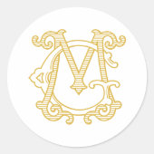 GV-Monogramm-MG-Monogramm-Aufkleber für EDITABLE-F Runder Aufkleber (Vorderseite)